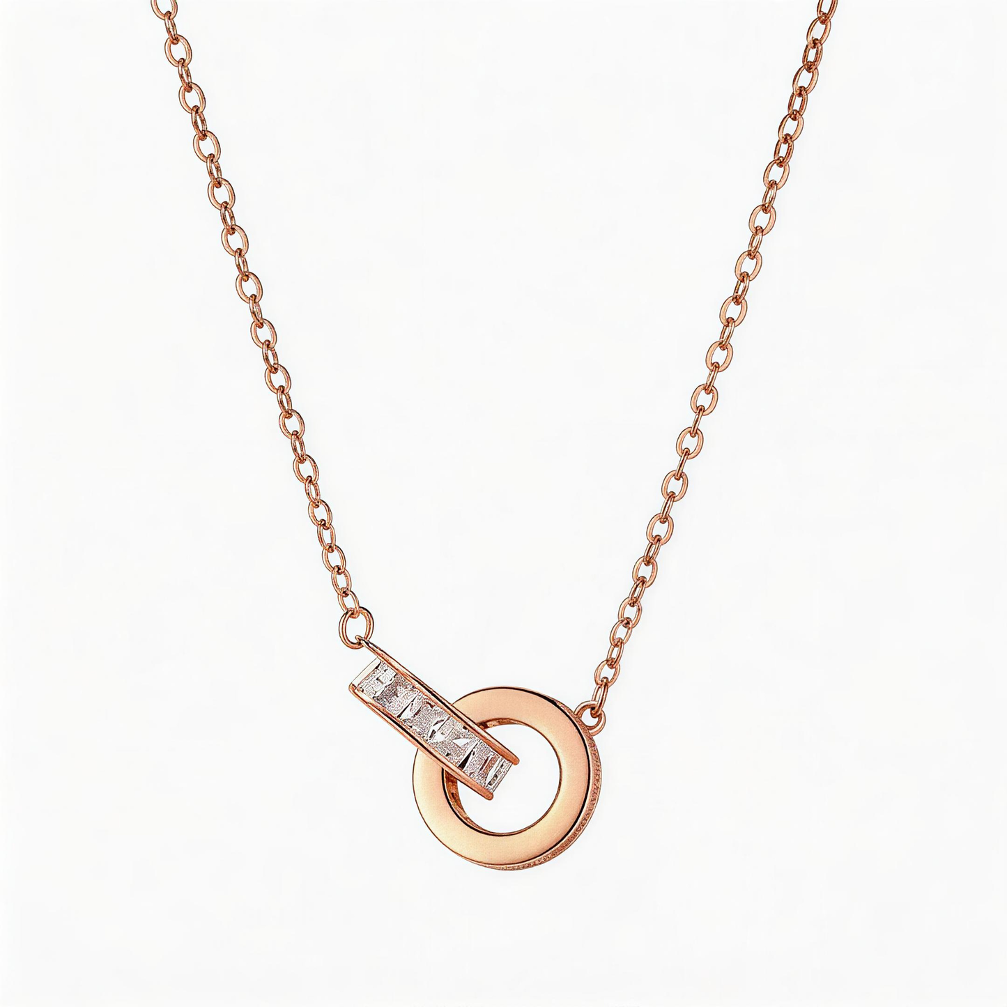 Leweivi™ Eternal Connection Interlocking Circles Necklace - S925 Silver Rose Gold Plated Elegant Jewelry