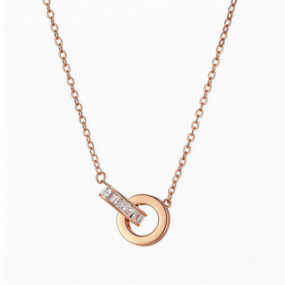 Leweivi™ Eternal Connection Interlocking Circles Necklace - S925 Silver Rose Gold Plated Elegant Jewelry