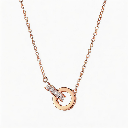 Leweivi™ Eternal Connection Interlocking Circles Necklace - S925 Silver Rose Gold Plated Elegant Jewelry