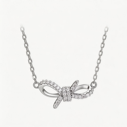 Leweivi™ S925 Sterling Silver Bow Knot Necklace for Women - Elegant Ribbon Pendant Jewelry