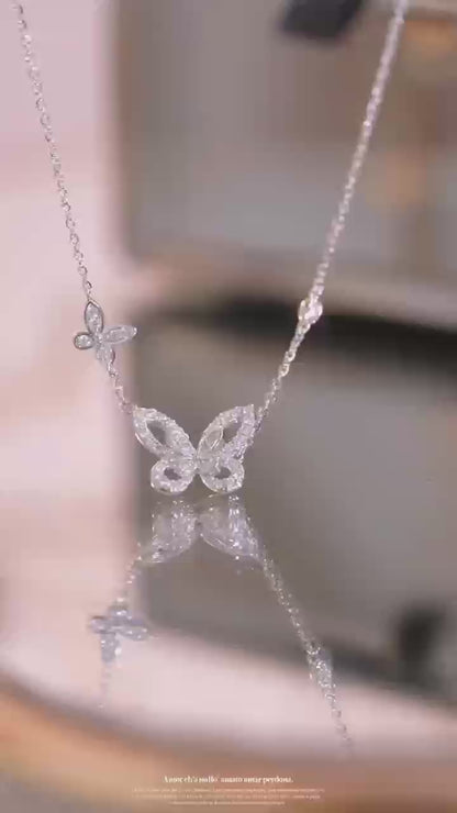 Collier pendentif papillon en argent sterling 925 et oxyde de zirconium, fabriqué à la main