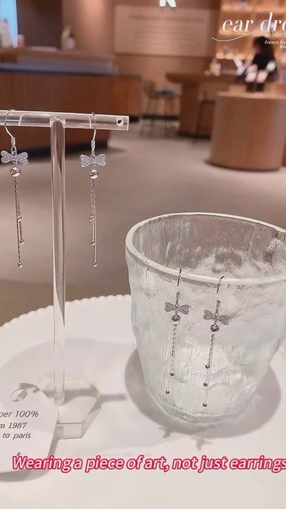 Boucles d'oreilles artisanales en argent sterling 925 avec nœud et pampille et zircone – L'élégance en mouvement
