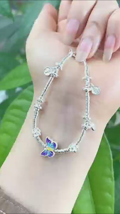 Blessed Butterfly Charm Bracelet | 999.9 Pure Silver | Luck, Joy & Protection