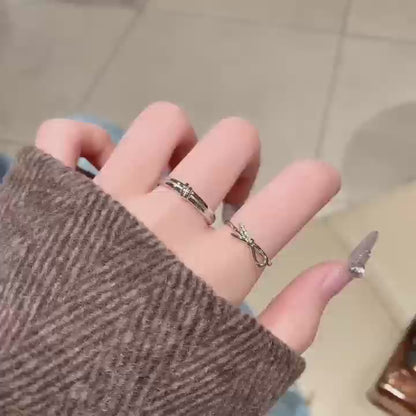Tied with Devotion: Artisan Sterling Silver Bow Couple Rings with Sparkling CZ 2 pieces