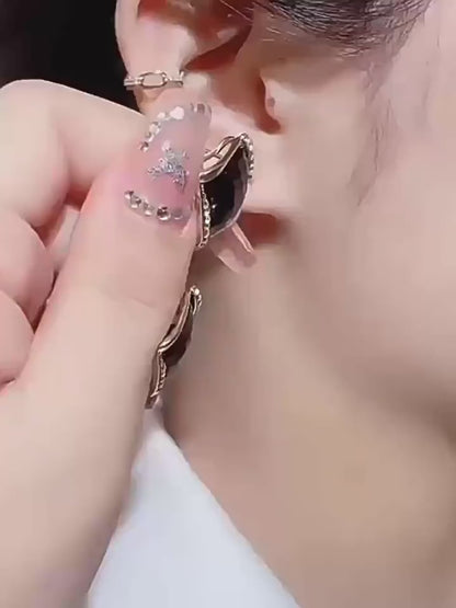 Boucles d'oreilles artisanales en argent sterling avec onyx noir et zircon | Élégance sombre et intemporelle