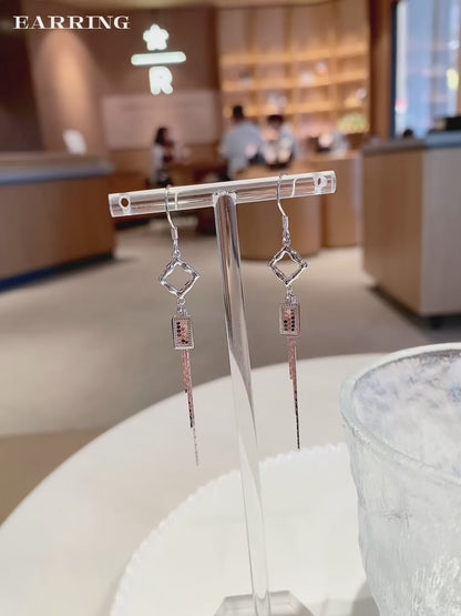 Boucles d'oreilles à pampilles de luxe « Gold Brick » en argent sterling 925 – Symbole de richesse éblouissant en zircon