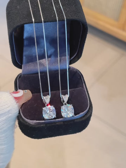 Collier pendentif en argent sterling 925 et zircone fait main « Élégance carrée » – Brillance géométrique, style intemporel