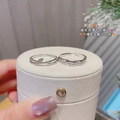 Handcrafted 925 Sterling Silver Zirconia Couples Ring Set | Timeless Love Symbol 2 pieces