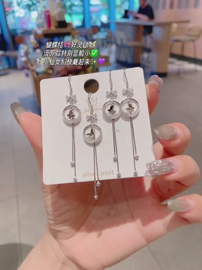 Boucles d'oreilles papillon et pampilles en argent 925 fabriquées à la main – L'élégance prend son envol