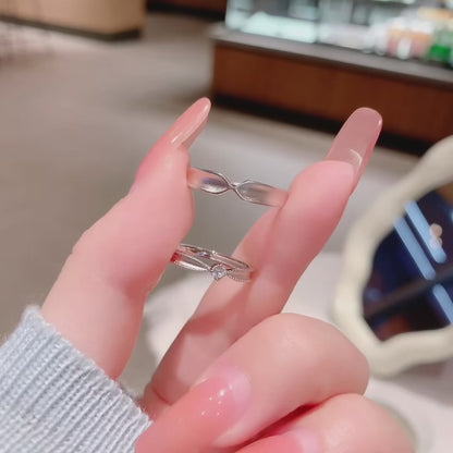 Eternal Trinity: Handmade 925 Silver "Three Lifetimes" Couple Rings with Zirconia 2 pieces