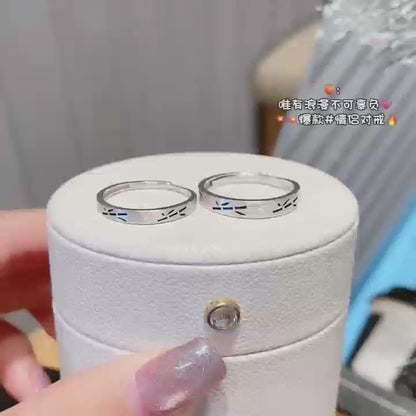 Eternal Growth Adjustable Couple Rings • Hand-Forged Bamboo Motif in Solid Silver 2 pieces