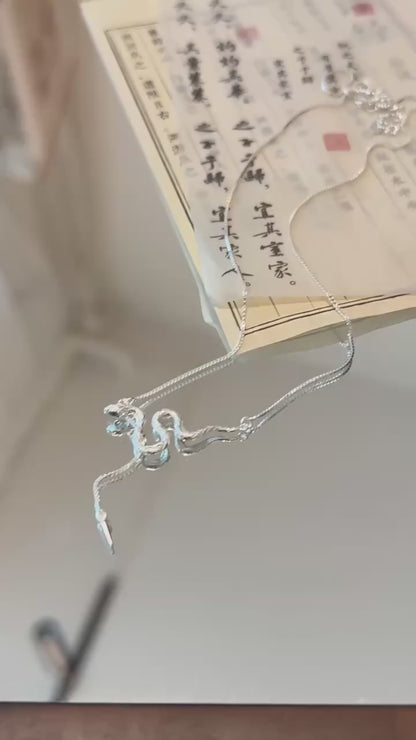 Handcrafted Serpentine Elegance: Solid Sterling Silver Snake Pendant Necklace