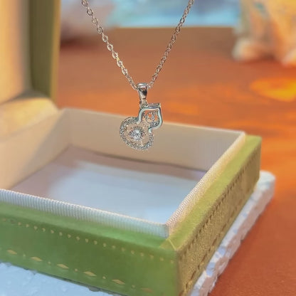Collier pendentif gourde en argent sterling 925 serti de zircons, fabriqué à la main – Symbole d'élégance et de vitalité