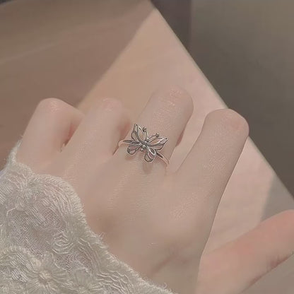 Handcrafted Sterling Silver Butterfly Ring Adjustable | Delicate 925 Silver Jewelry | Nature-Inspired Elegance