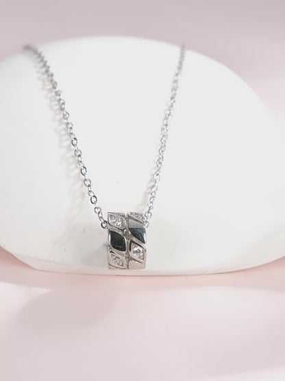 Geometric Elegance Jewelry Set - Diamond-Cut Zircon Sterling Silver Earrings & Necklace