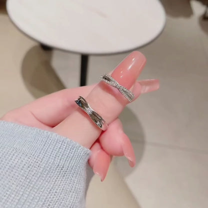 Destiny Intertwined Couple Rings - Handcrafted 925 Silver & CZ 2 pieces